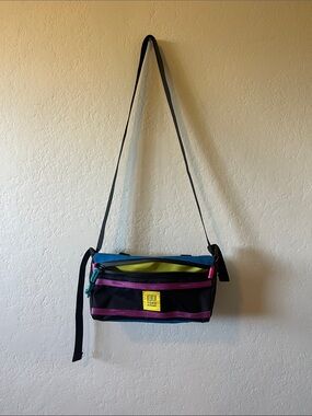 Topo Designs Black Crossbody with Blue, Purple & Yellow Accents